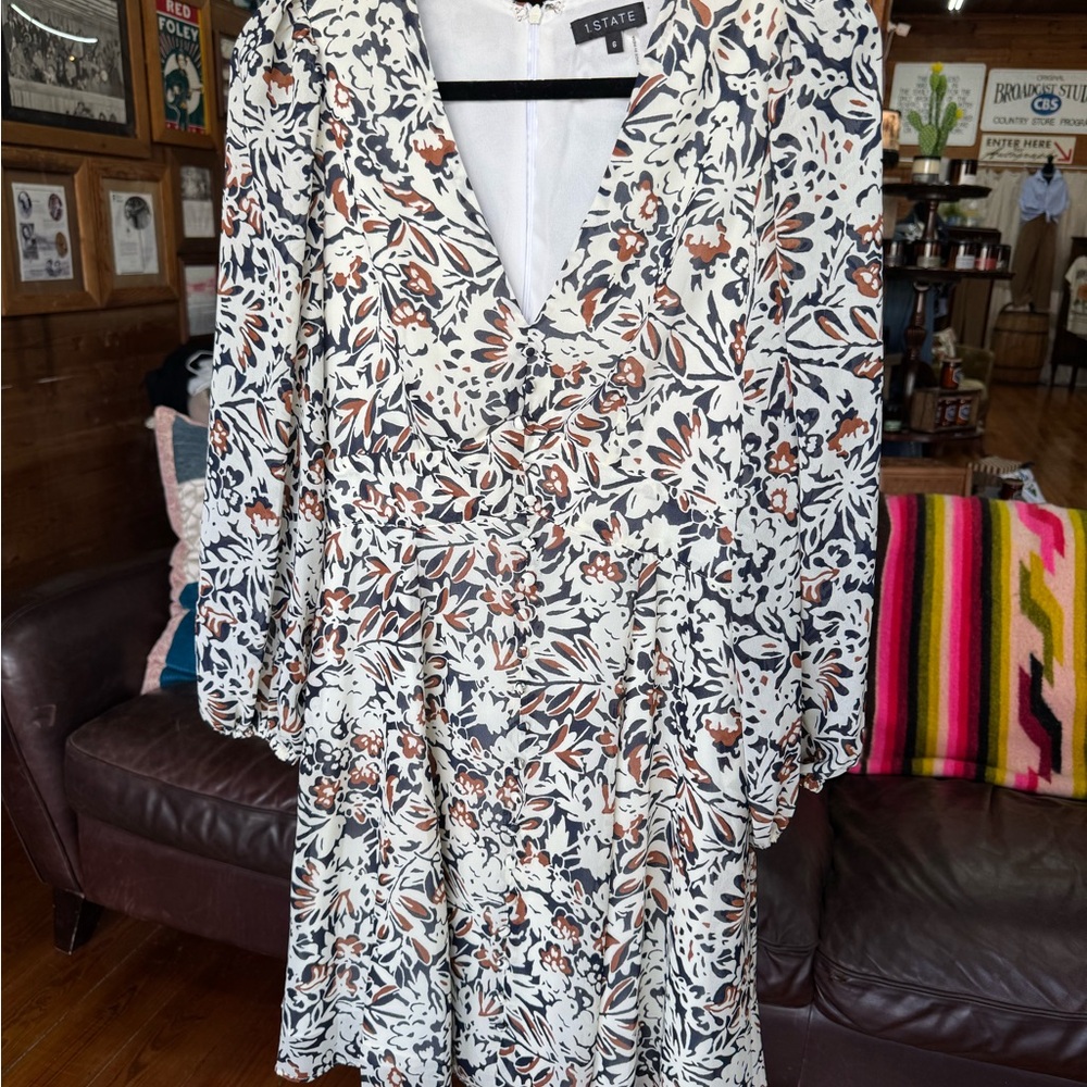 Floral Print Dress‎ with Long Sleeves